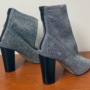 Aldo Silver Glitter Peep-Toe Ankle Booties